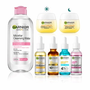 Garnier Original Set Rutina Completa – Agua Micelar + Sérums + Cremas Día & Noche (6 piezas) Mi Amiga Coqueta