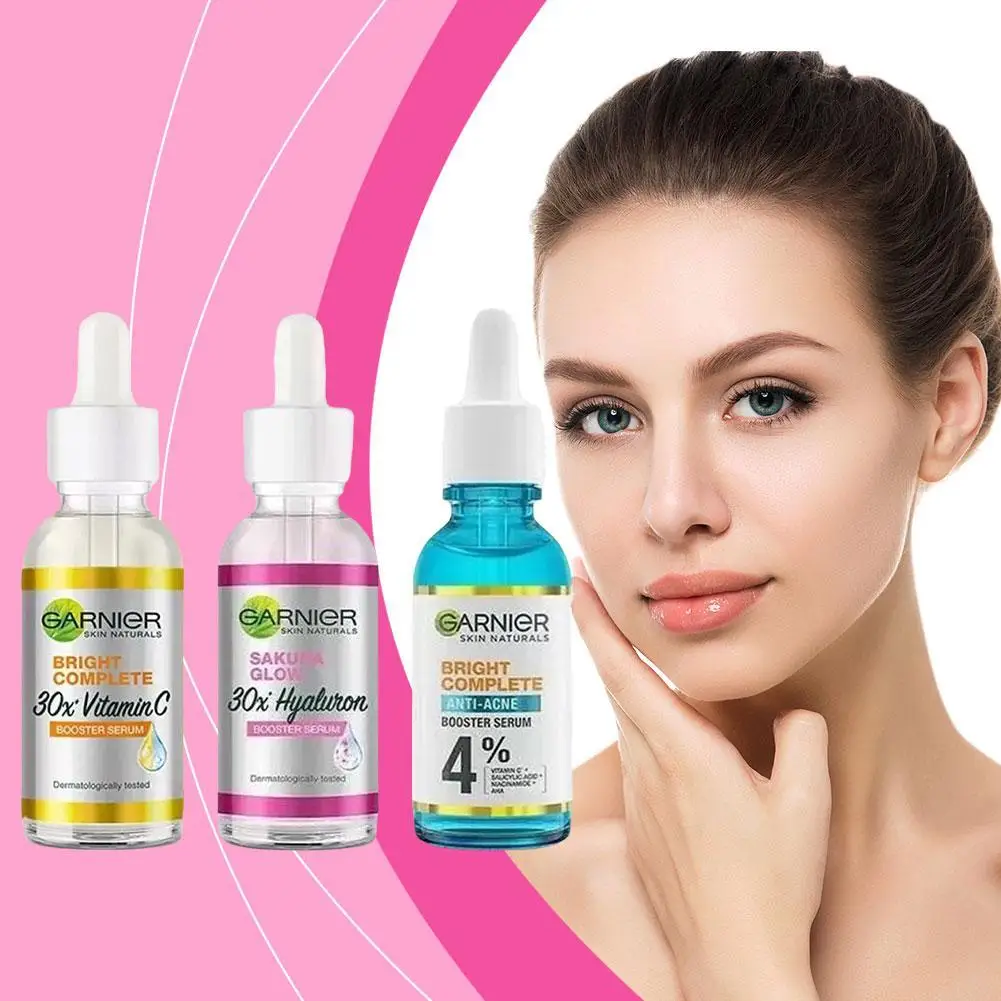 Pack 3 Sérums Garnier – Vitamina C, Ácido Hialurónico y Anti-Acné (30 ml c/u) Mi Amiga Coqueta